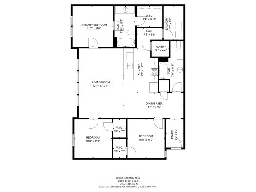 the floor plan for a two bedroom apartment at The Garden Creek Apartments