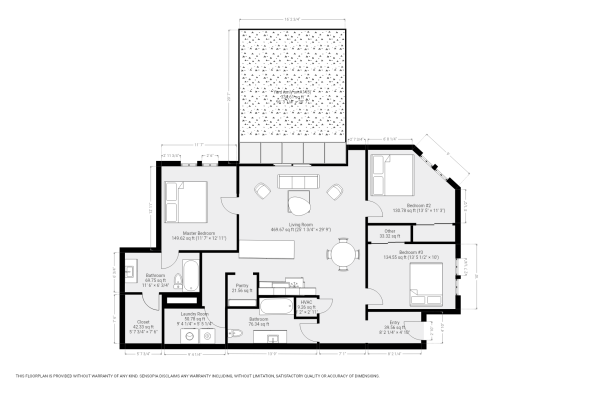 floor plan of the two bedroom apartment at The Garden Creek Apartments