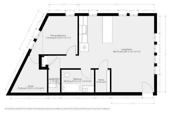 floor plan of a two bedroom apartment at The Garden Creek Apartments